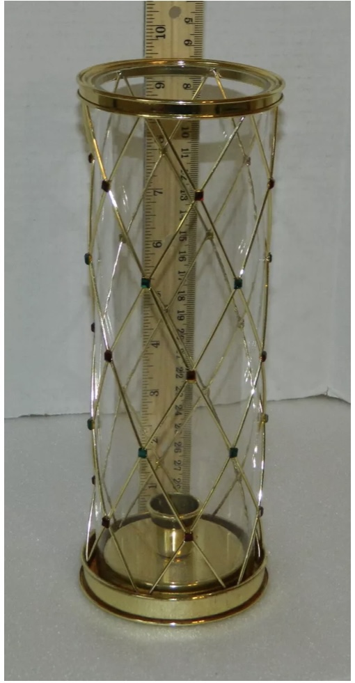 Brass Teleflora Hurricane Lamp Candle Holder image indicator(3)