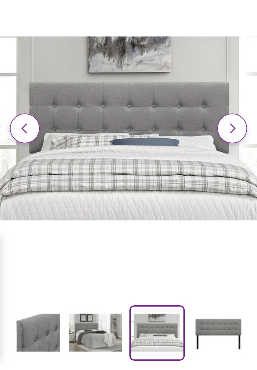 Grey tufted headboard queen or double