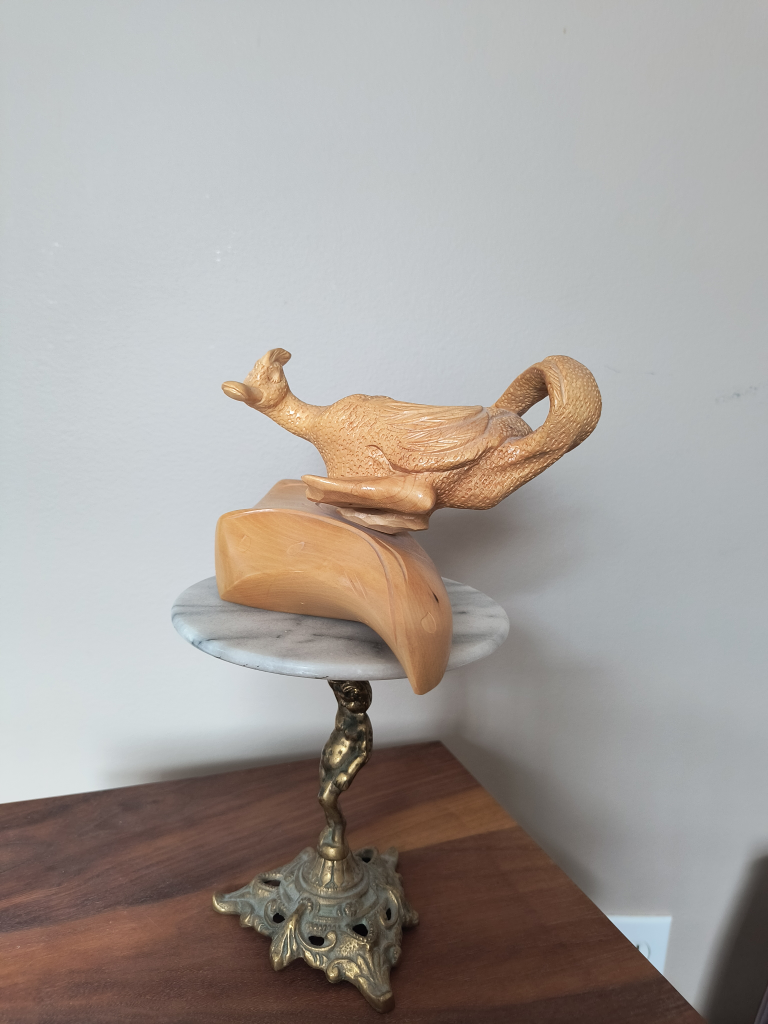 Hand-Carved Wooden Duck Sculpture - photo 4