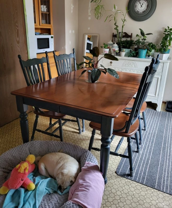 Farmhouse Style Kitchen Table c/w 8 Chairs. Solid Wood. 😎🥕