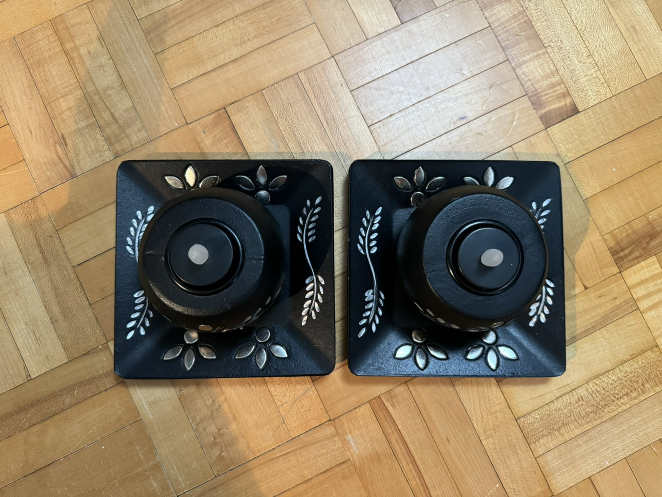 Black Candle Holders with Silver Detail Set image indicator(5)