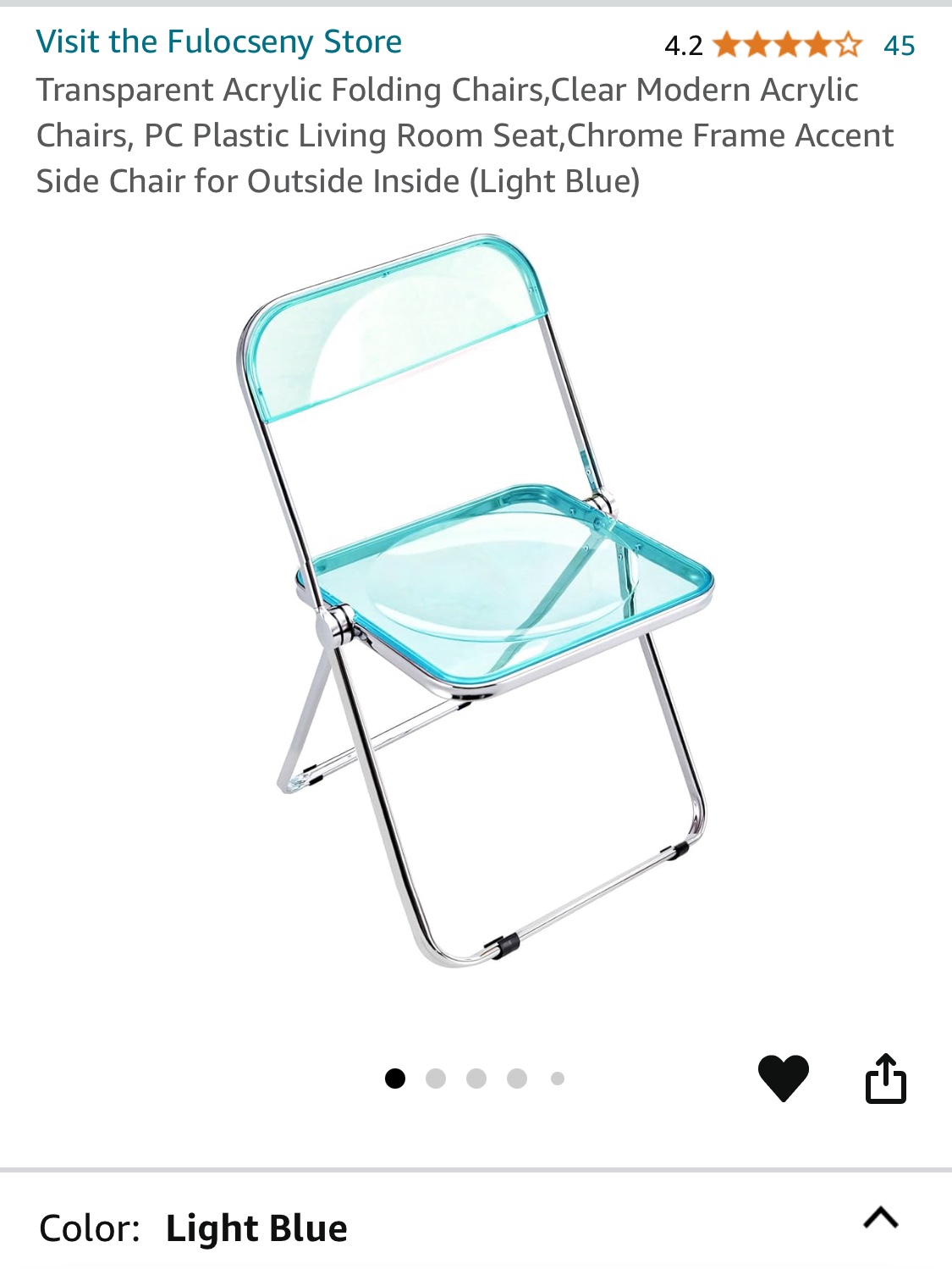 Light Blue Folding Acrylic Chair
