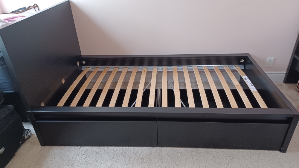 high bed frame with 2  storage boxes twin - photo 5