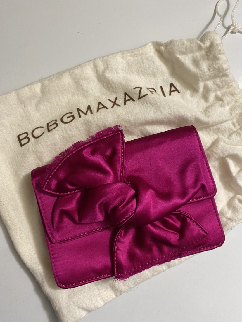 BCBG Max Azria vintage  Pink Satin Bow Clutch