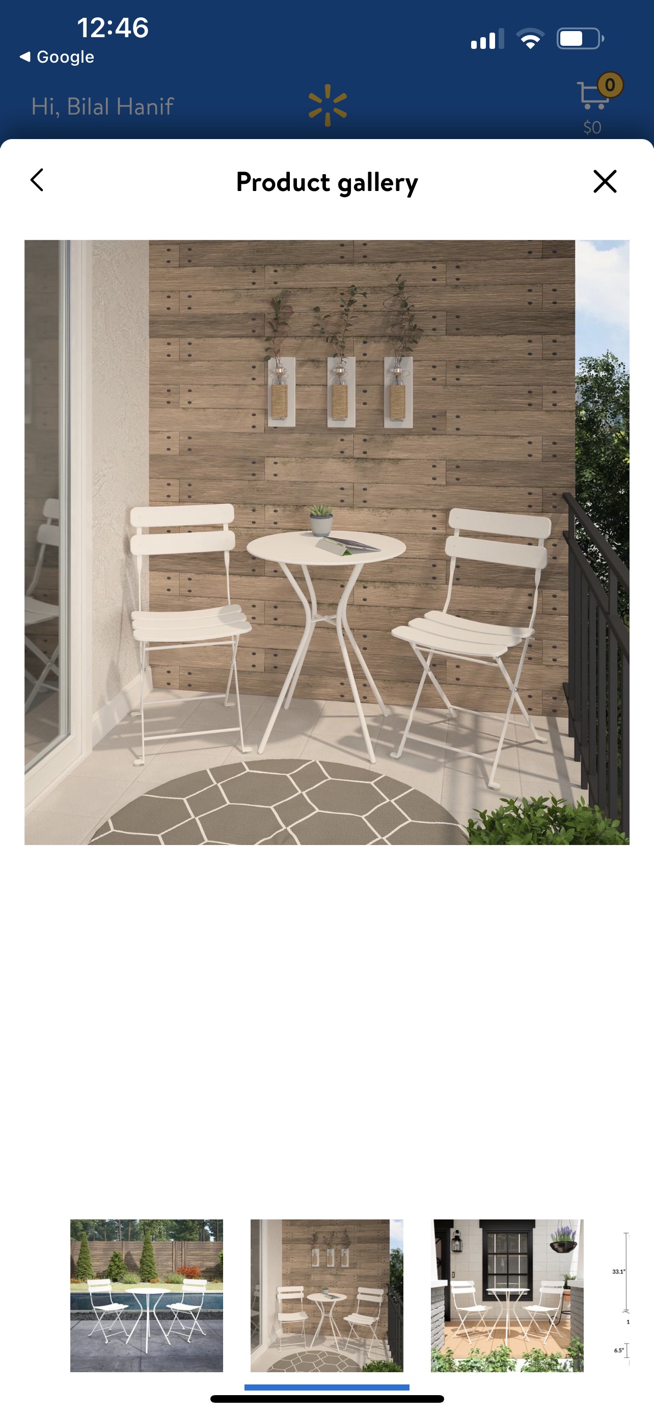 COSCO Outdoor Living, 3 Piece Bistro Set, White - photo 3