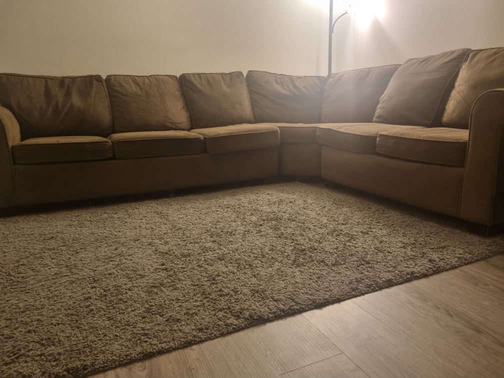Brown 3 Sectional comfy Sofa from a pet free home