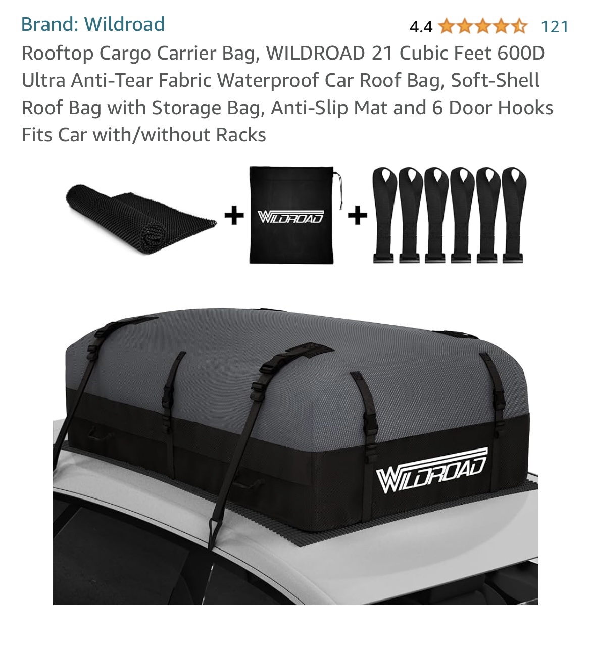 Cargo Carrier Bag For Car Roof