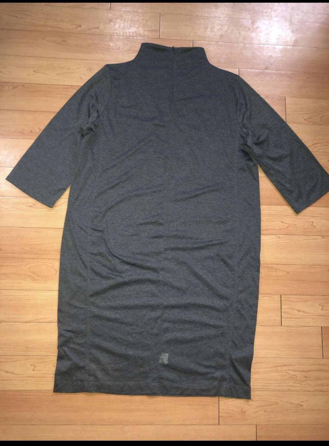 Gray Mock Neck 3/4 Sleeve Dress