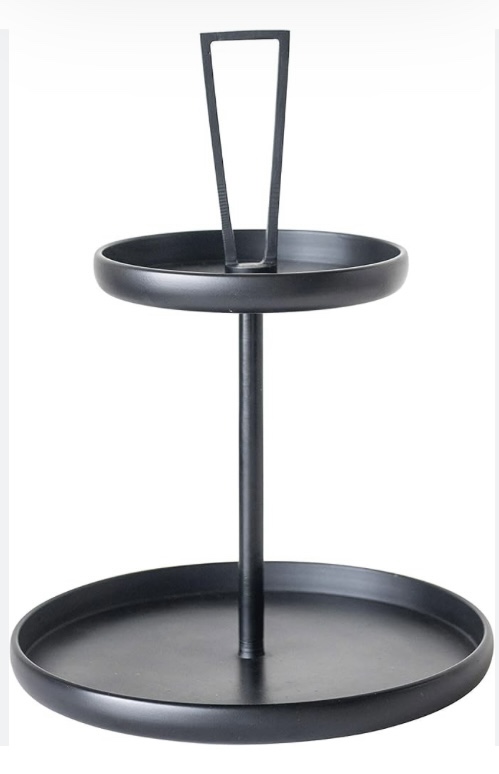 Bloomingville Decorative Black Metal 2-Tier Round Tray image indicator(2)