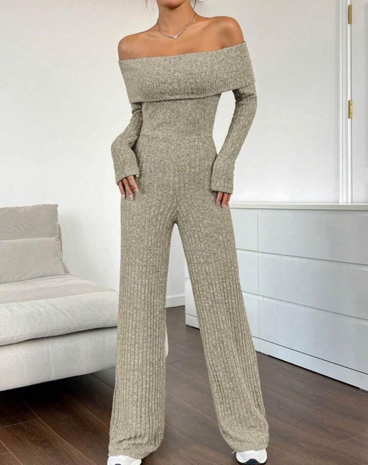 Off the Shoulder Knit Jumpsuit - photo 4
