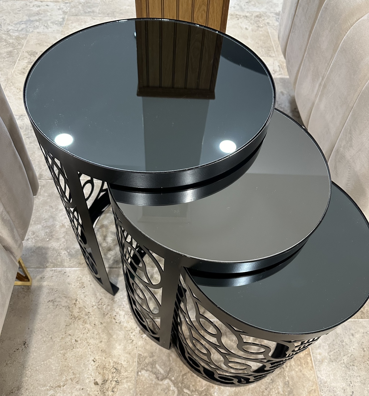Metal and glass coffee table set for sale - photo 5