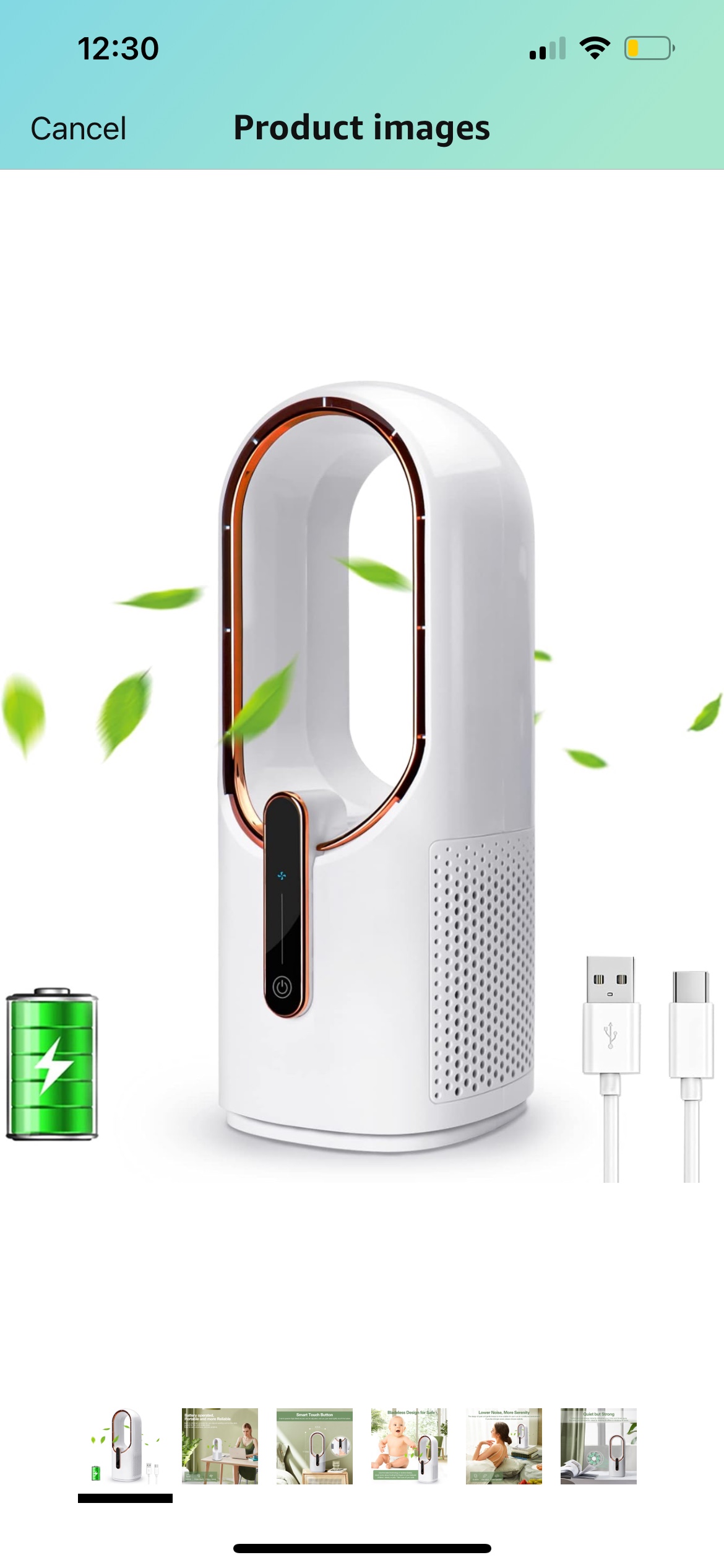 🥕 Open box🥕 Battery Operated,Quiet Desktop Fan Bladeless image indicator(4)