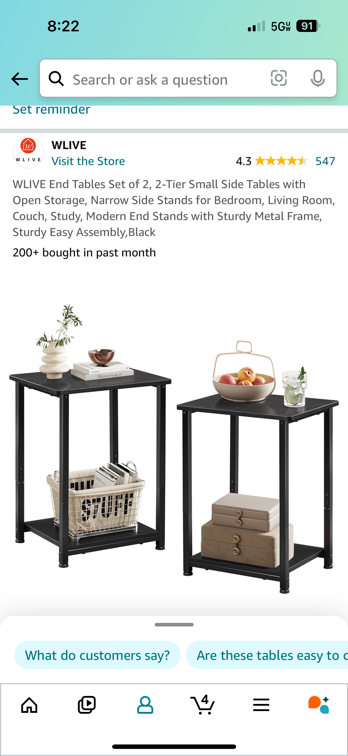 2 Small Black Side Tables (Brand New-Still in Box)