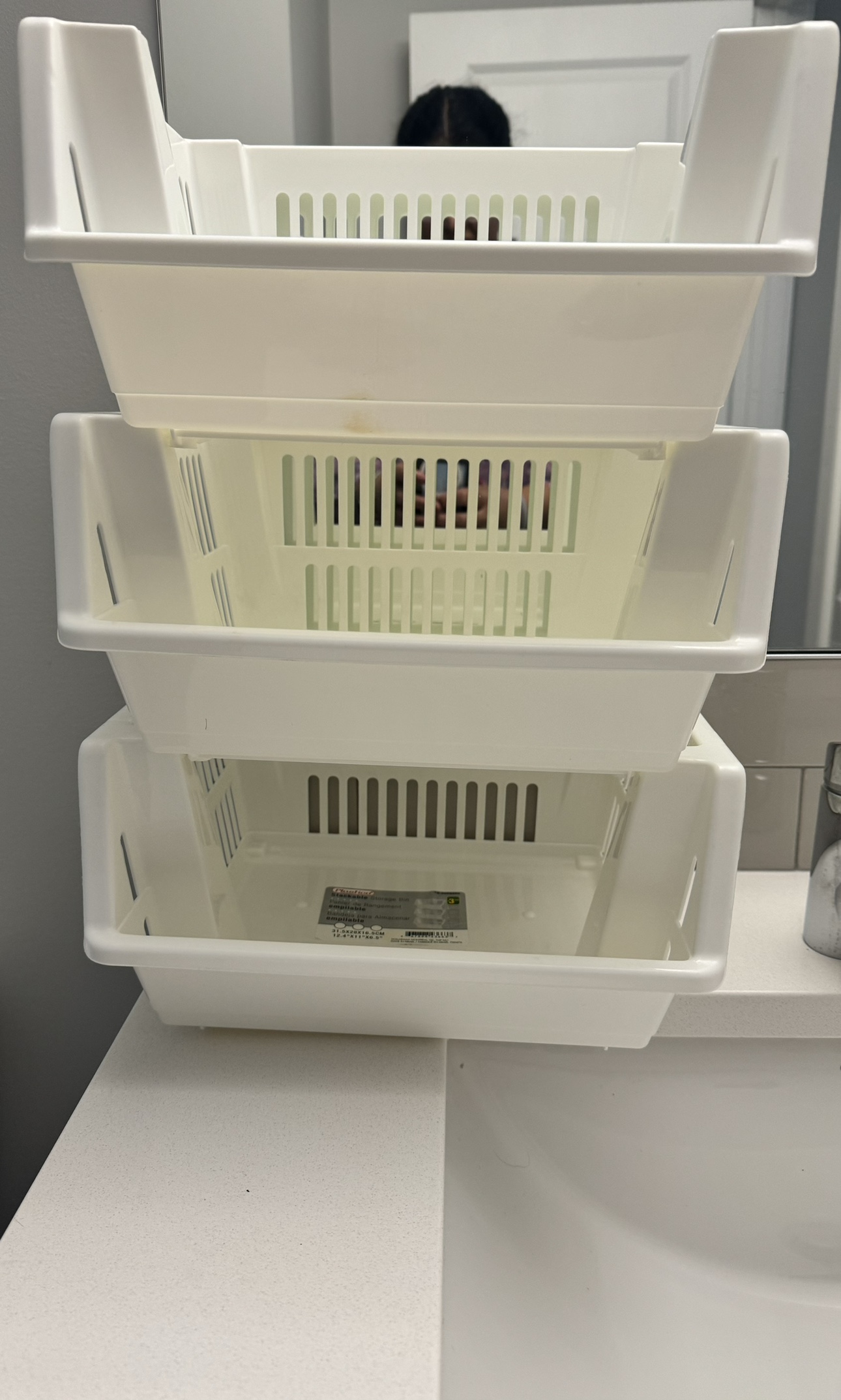Set of 5 White Stackable Baskets