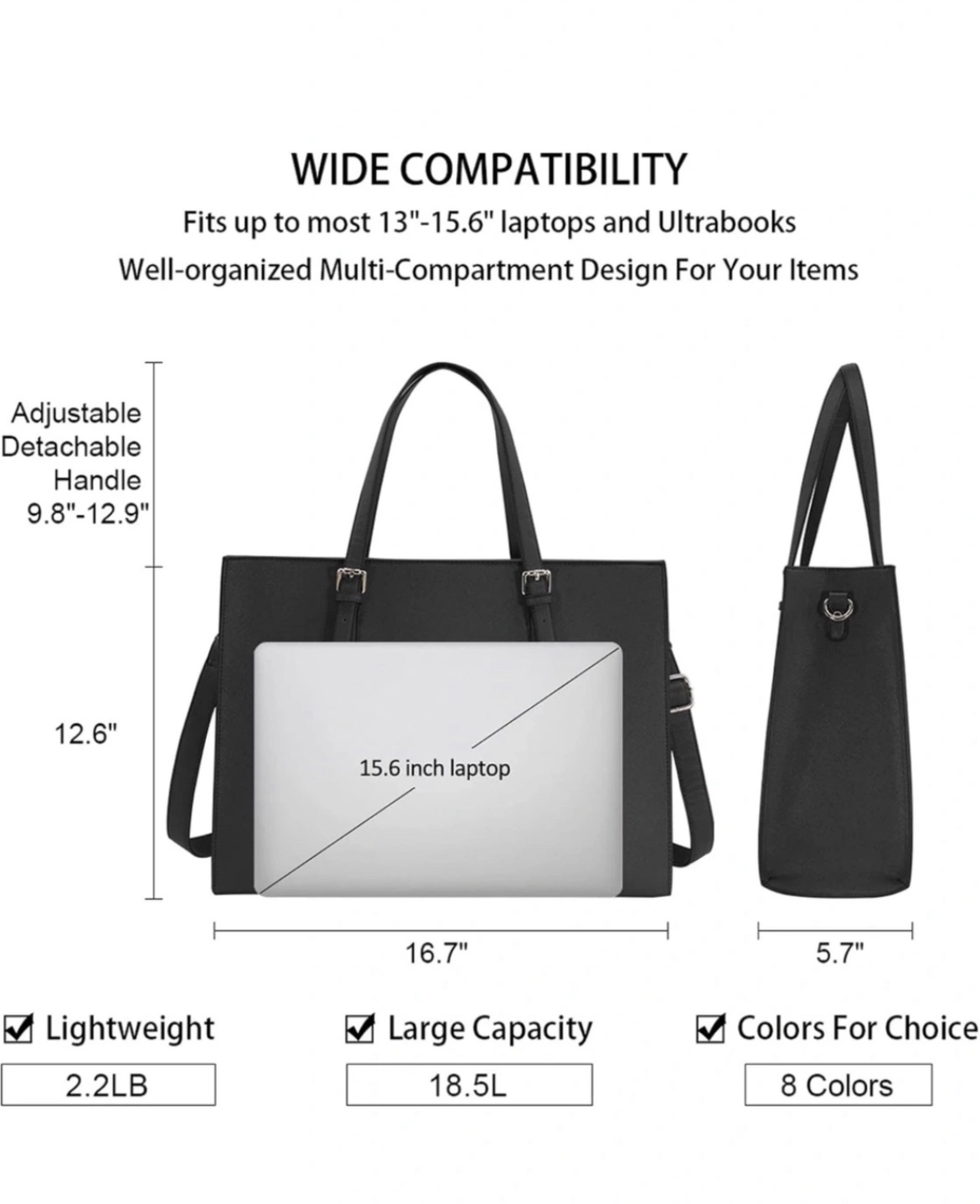 Black Laptop Tote Bag image indicator(3)
