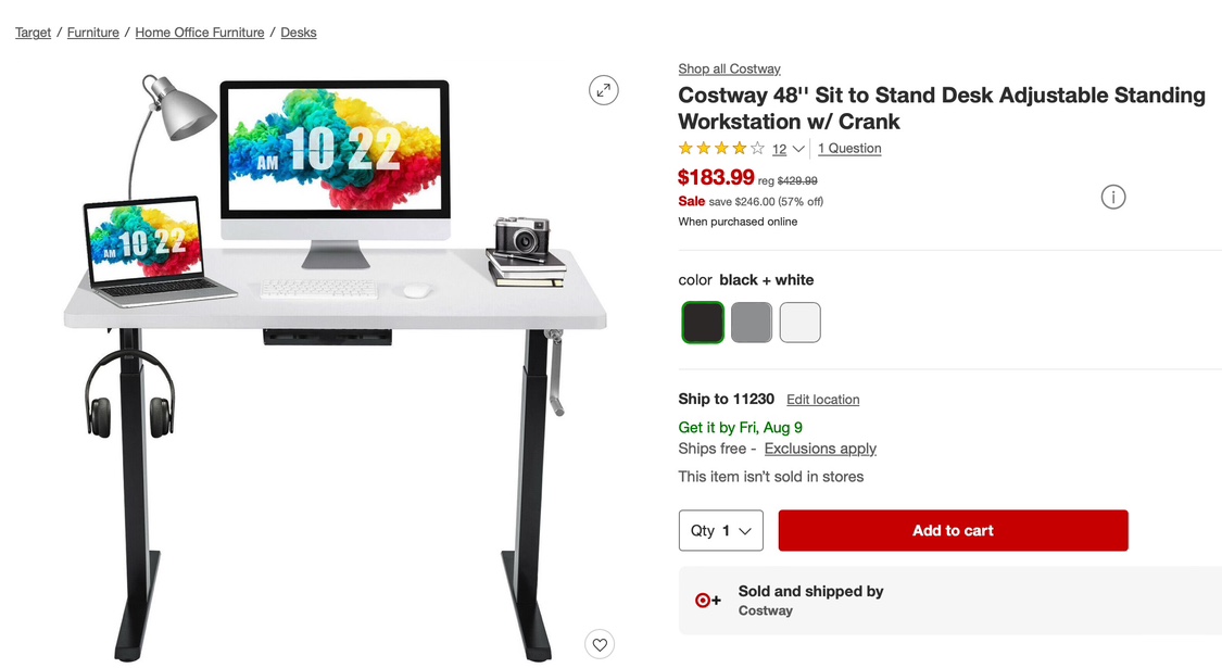 Stand / Sit standing desk white and black