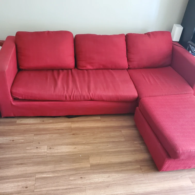 Red Couch and Ottoman