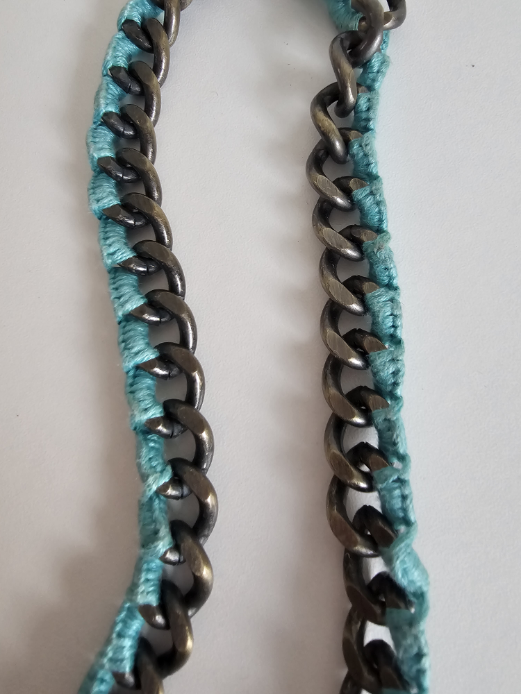 Handmade Teal and Silver Chain Necklace image indicator(2)