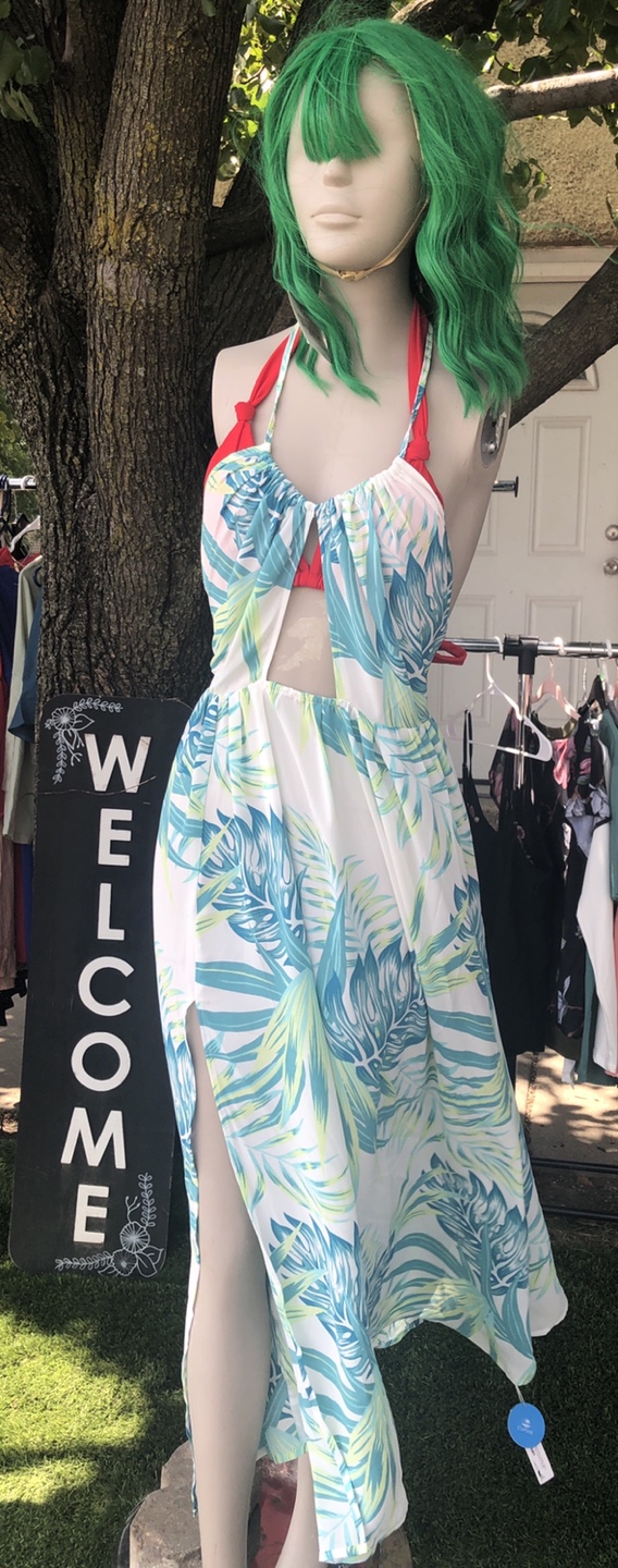 Tropical Leaf Print Dress