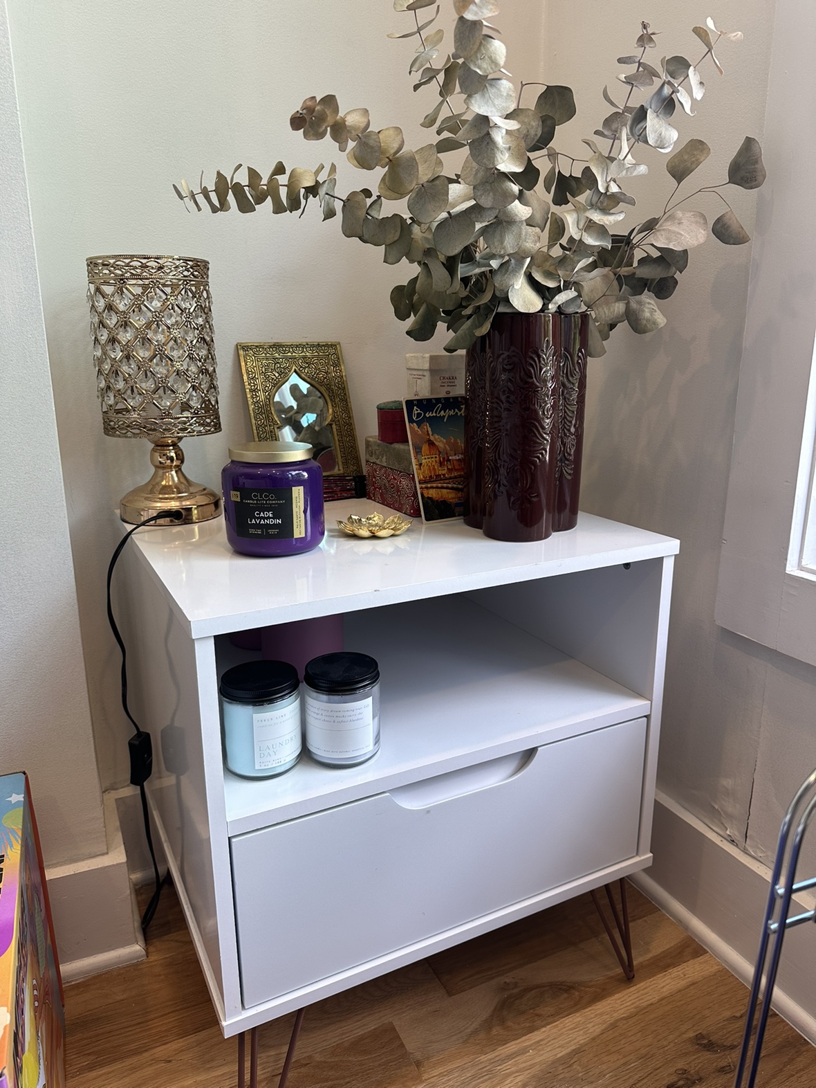 White IKEA Nightstand with Drawer