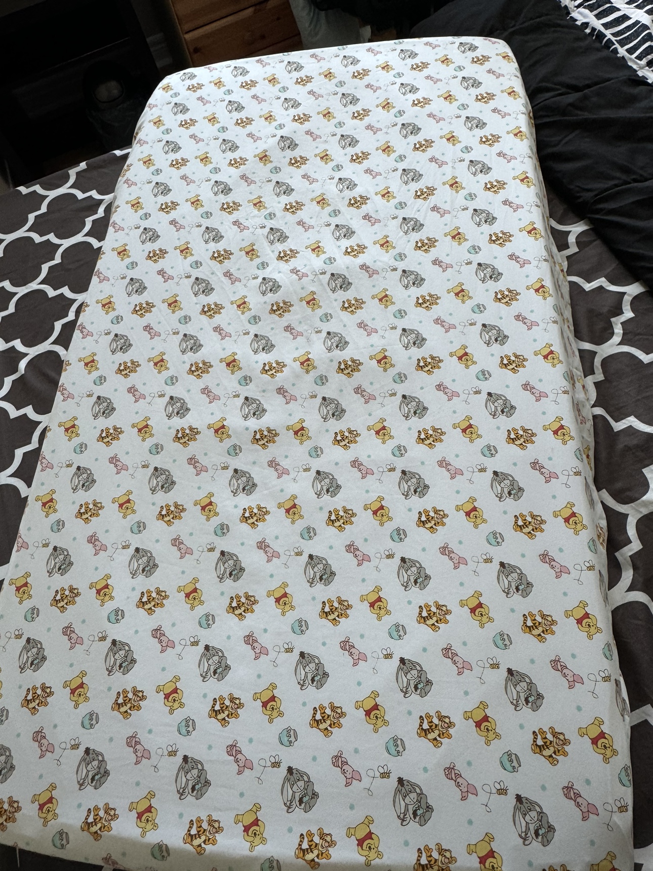 Crib Mattress and Winnie the Pooh Fitted Crib Sheet