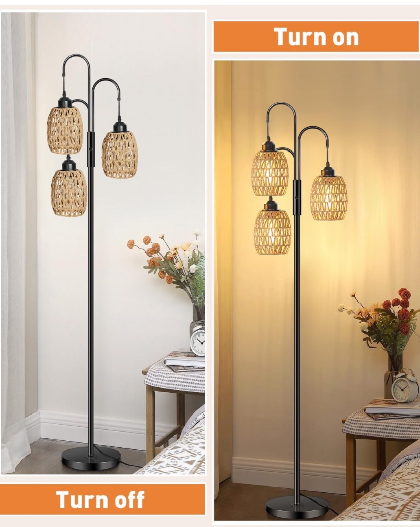 Metal Standing Lamp with Handmade Rope Lampshades - photo 4