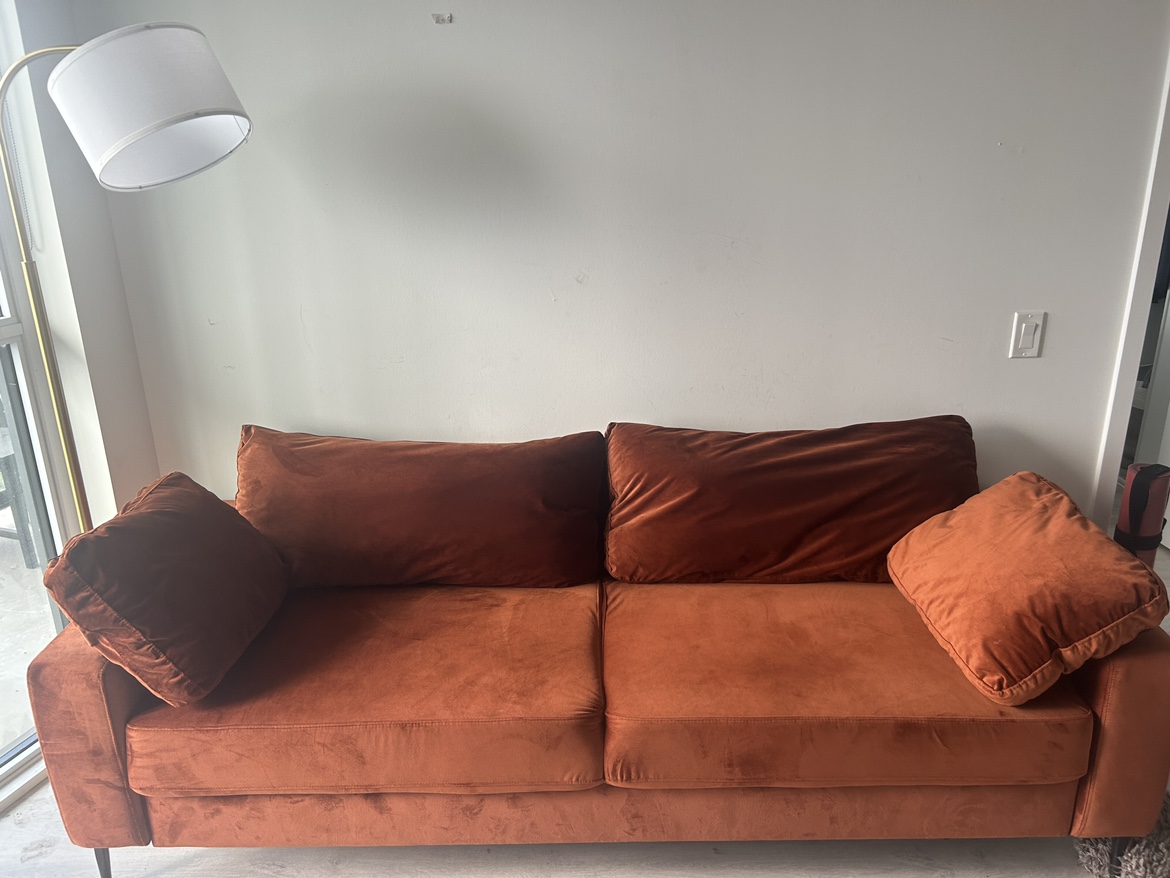 Mid century modern velvet sofa - photo 3