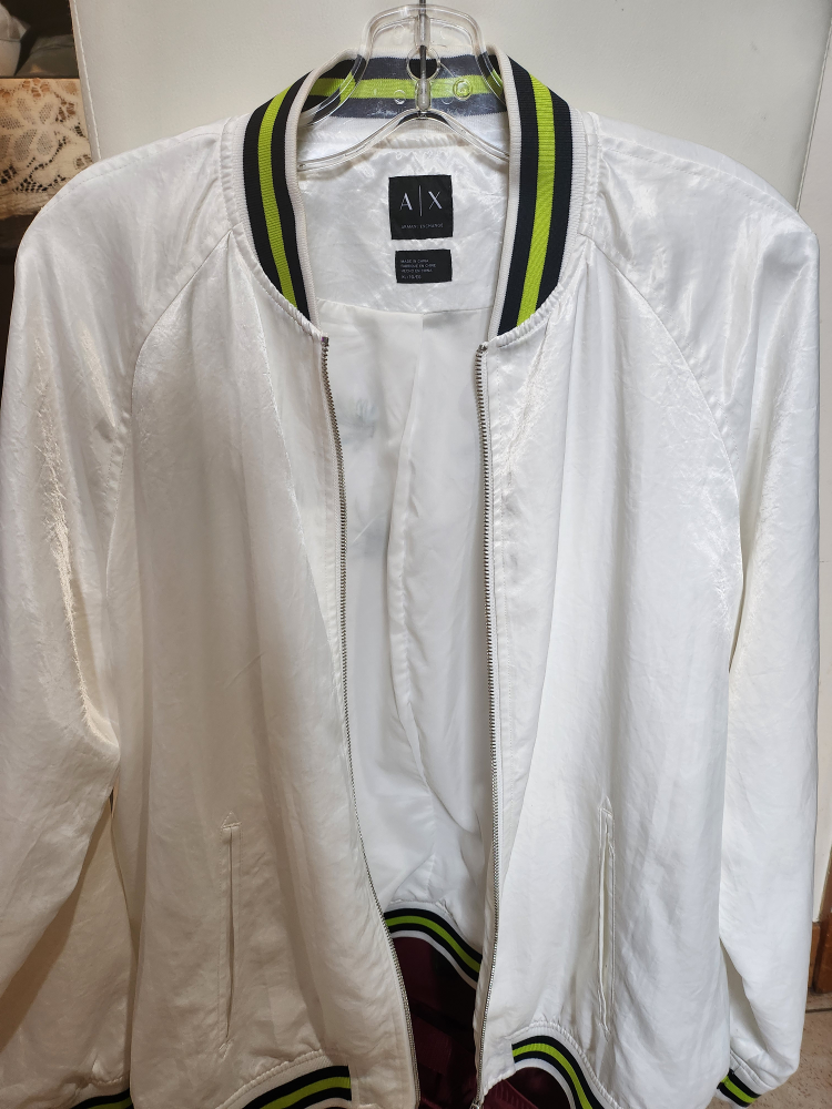 White Armani Exchange Bomber Jacket image indicator(2)