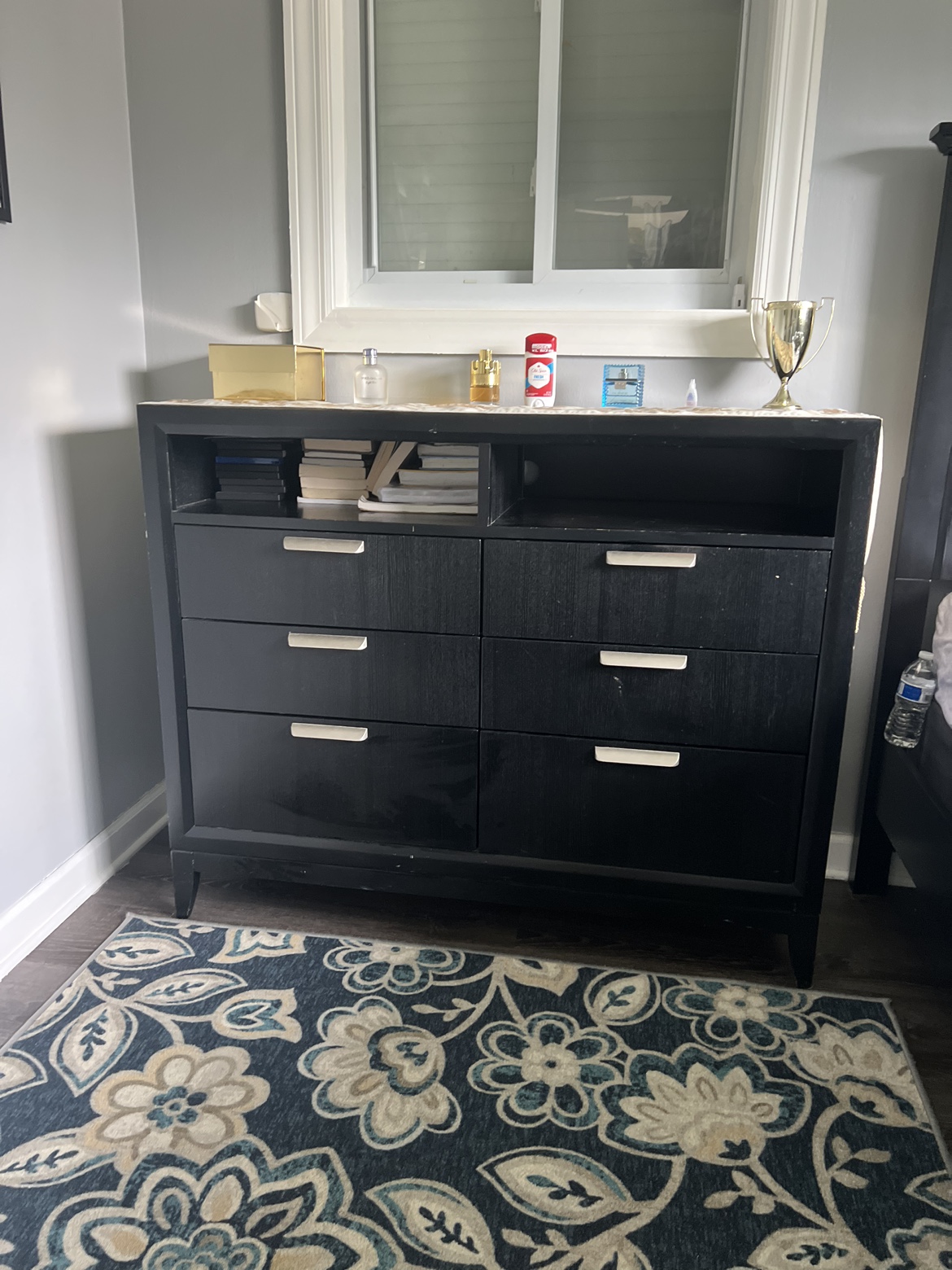 Black Dresser with 6 Drawers and Shelf - photo 2