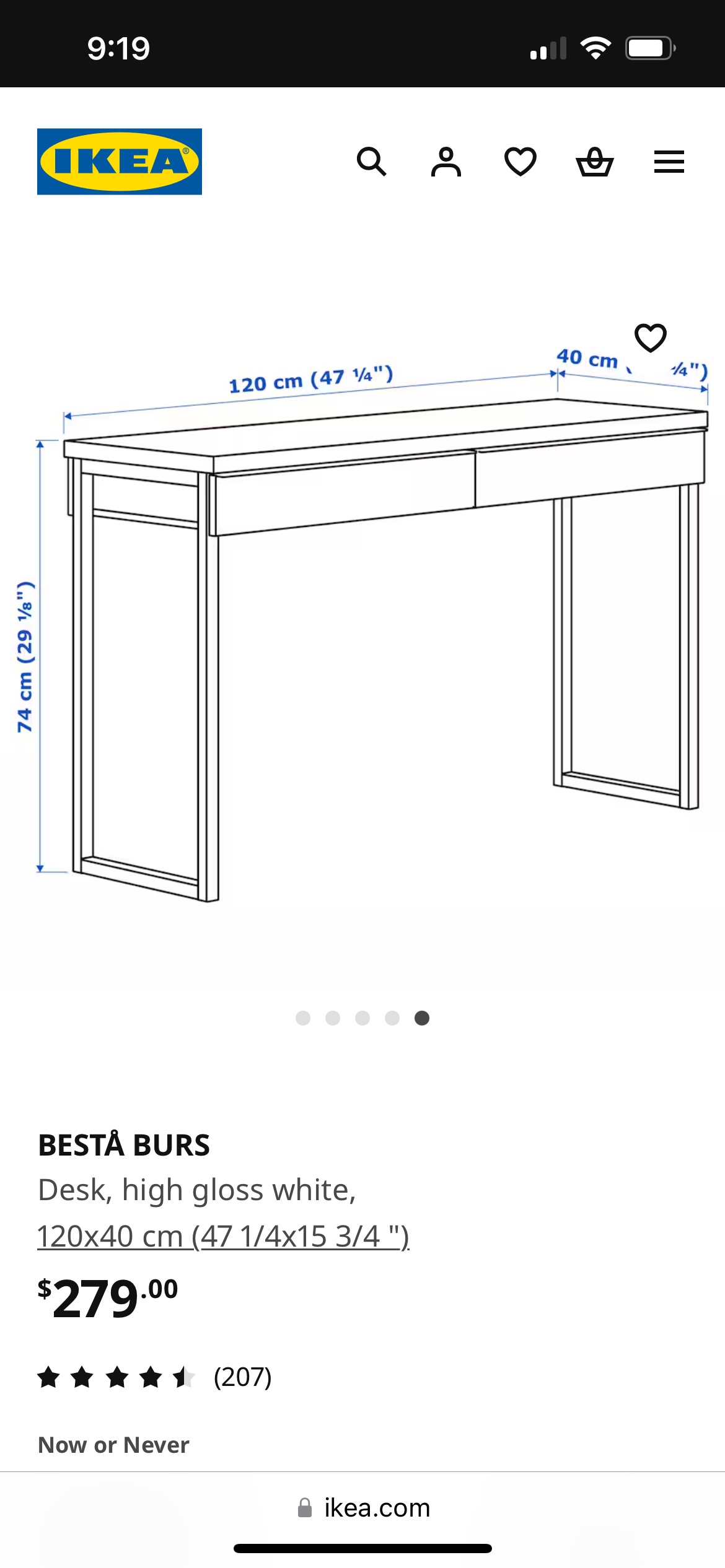 Ikea Desk - BESTÅ BURS High Gloss White - photo 3