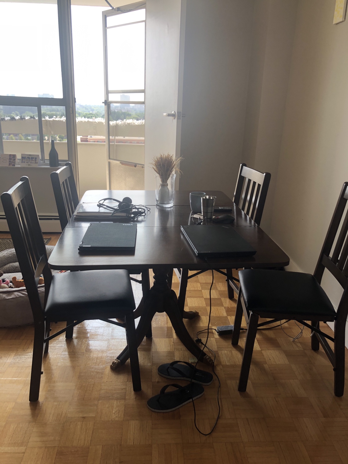 Wooden foldable Dining Table and 4 Chairs Set