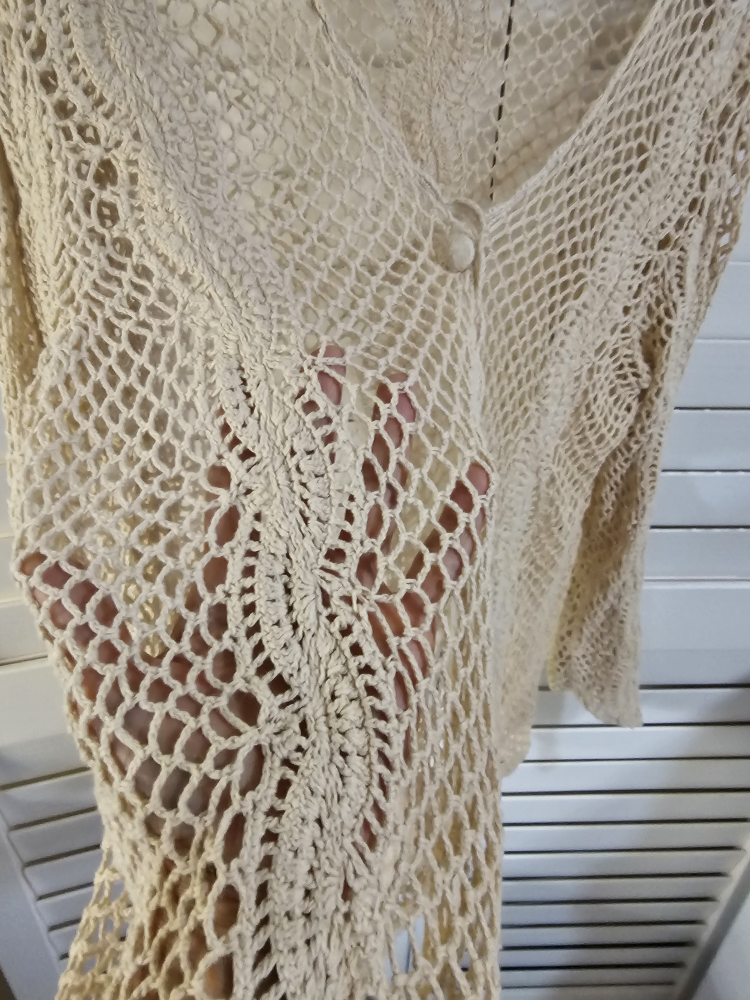 Women's Summer Long Sleeve  Hollow Out Crochet Knit Beige - photo 3