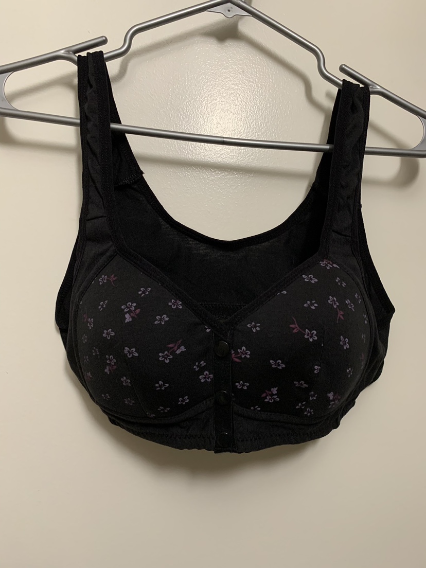 Black Floral Front Closure Bra