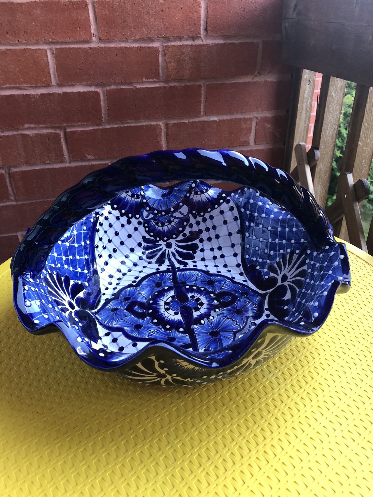 Blue and White Talavera Serving Basket or flower basket image indicator(2)