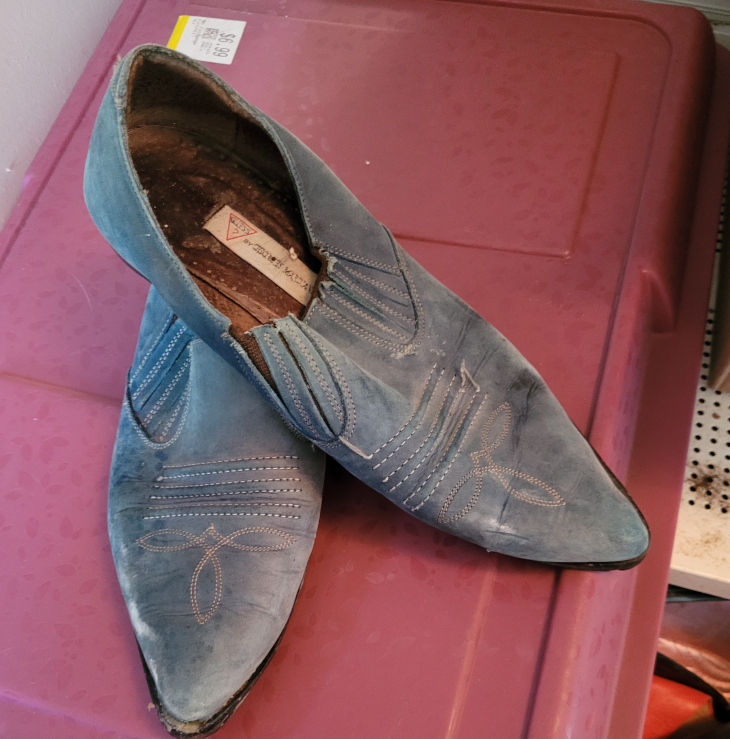Blue Suede Cowboy Shoes 9.5 -Pending thumbnail