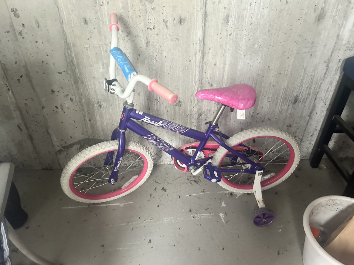 Girls bike with training wheels