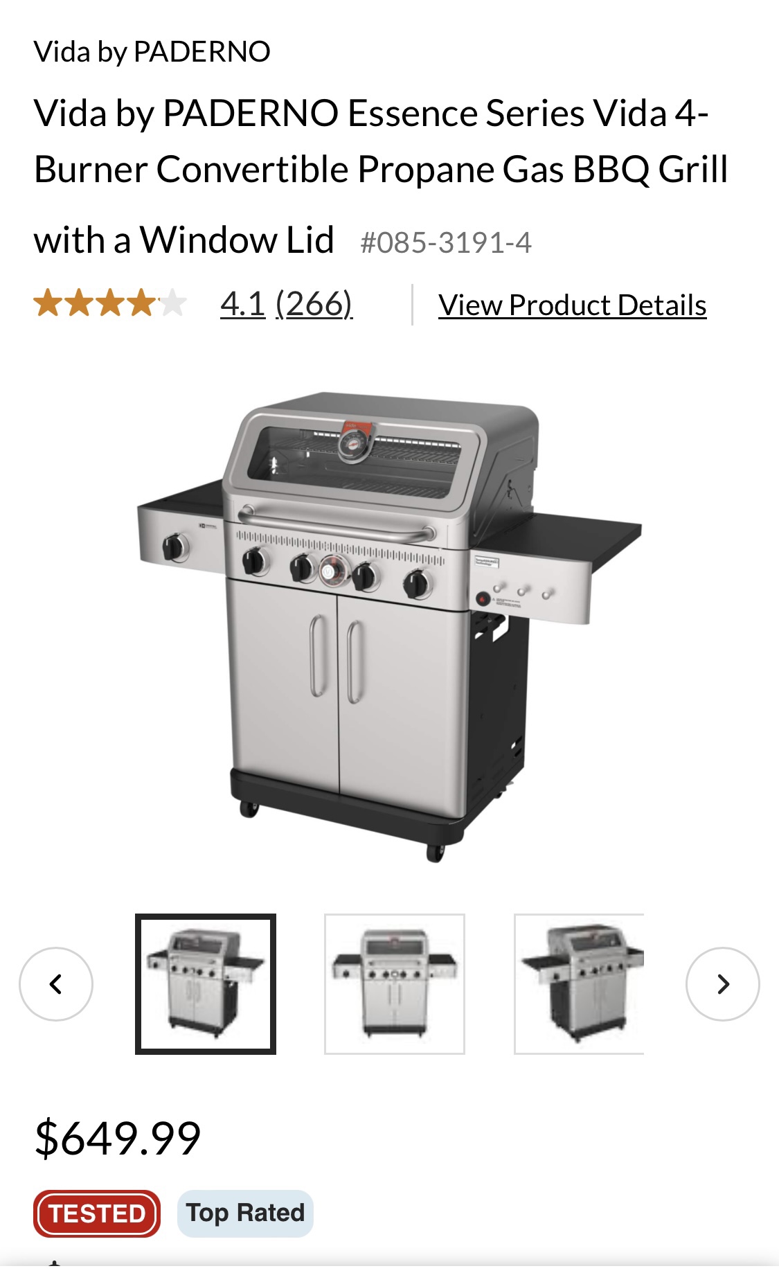 BRAND NEW - Vida by PADERNO 4-Burner Convertible Gas BBQ - photo 2