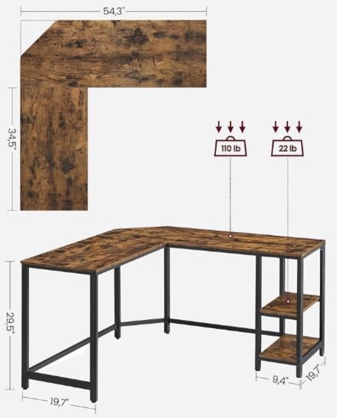 L-Shaped Desk with Shelves - photo 2
