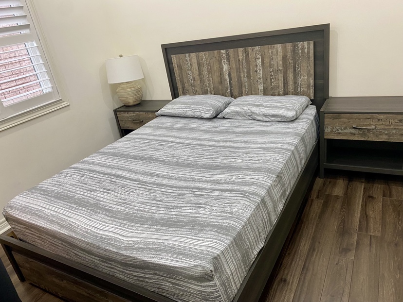 Queen Size Bed Frame with Nightstands