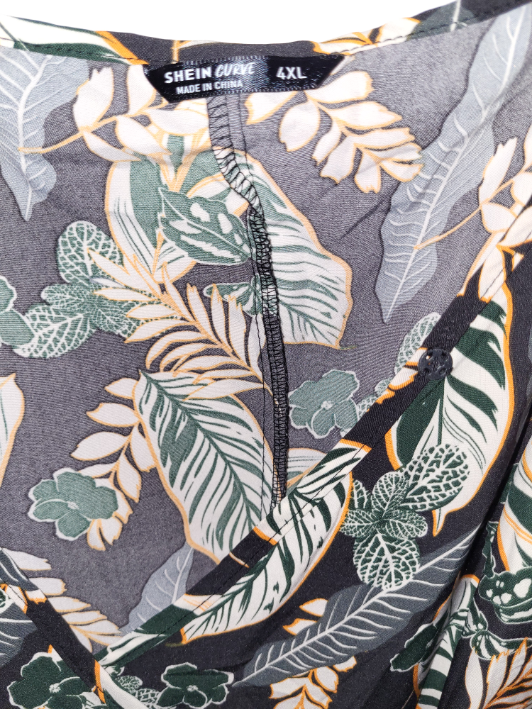 plus size tropical print cold shoulder maxi dress image indicator(4)