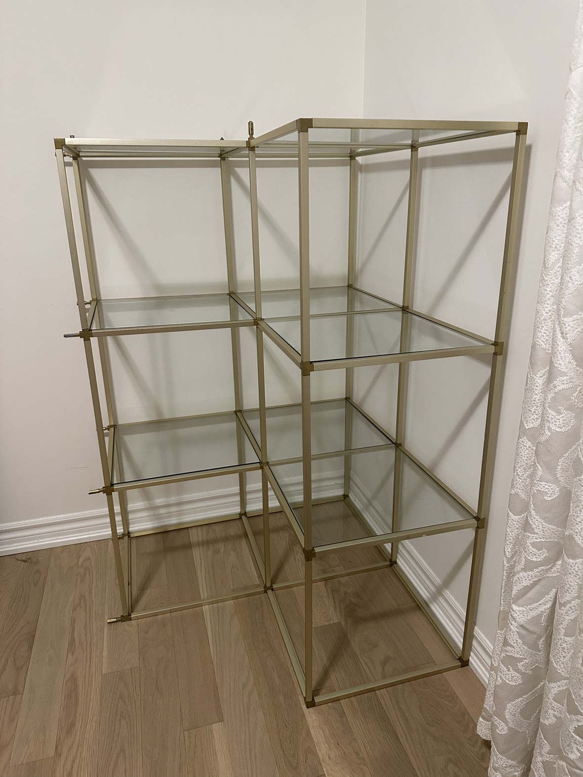 Gold Glass Corner Shelving Unit - photo 2