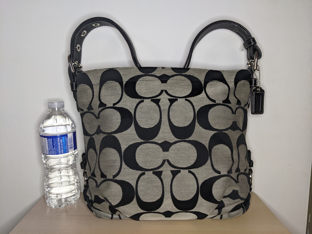 COACH SIGNATURE DUFFLE TOP ZIP Crossbody Purse bag Black Vintage image indicator(3)