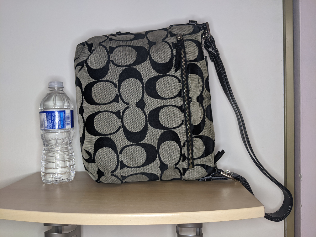 COACH SIGNATURE DUFFLE TOP ZIP Crossbody Purse bag Black Vintage image indicator(4)