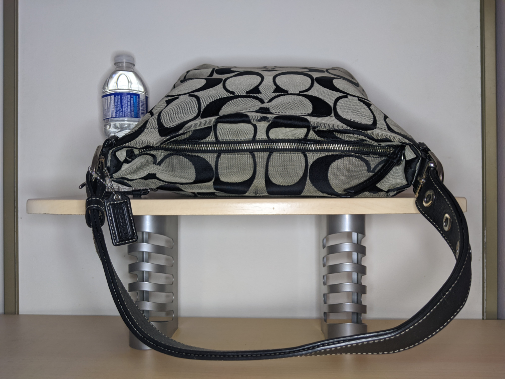 COACH SIGNATURE DUFFLE TOP ZIP Crossbody Purse bag Black Vintage image indicator(5)