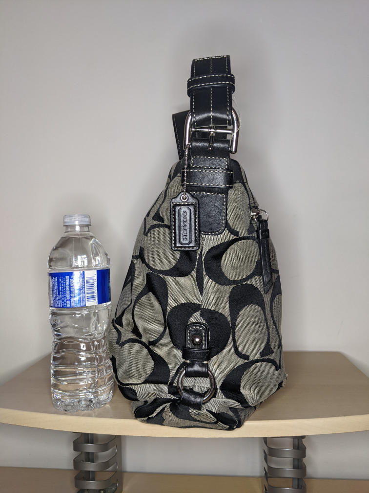 COACH SIGNATURE DUFFLE TOP ZIP Crossbody Purse bag Black Vintage image indicator(7)