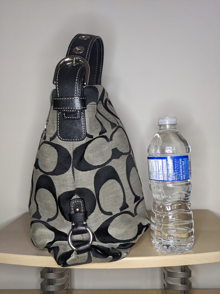 COACH SIGNATURE DUFFLE TOP ZIP Crossbody Purse bag Black Vintage image indicator(8)