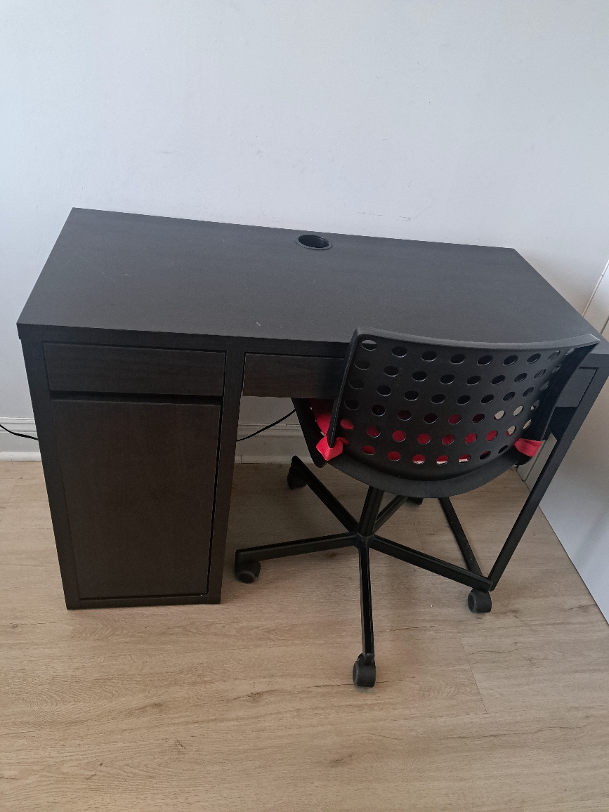 Black Desk with Drawer and Cabinet - photo 2