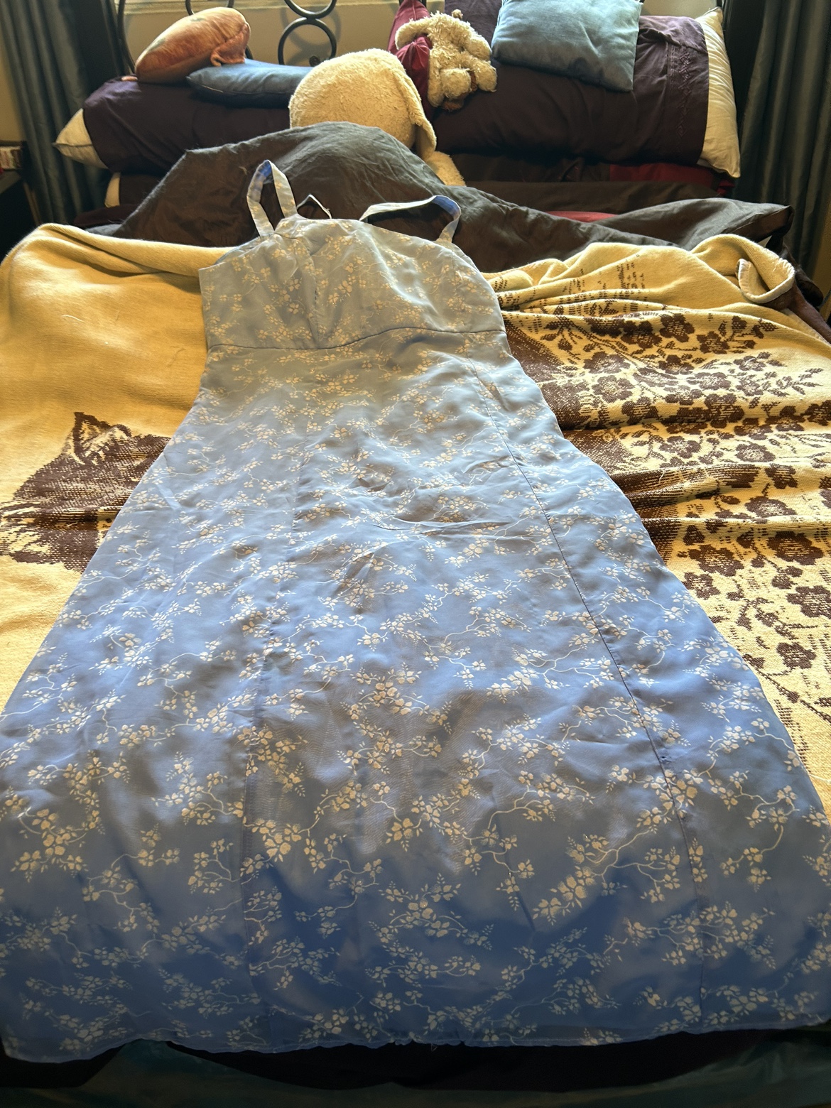Ladies Blue Dress w/ White Flowers Size 18