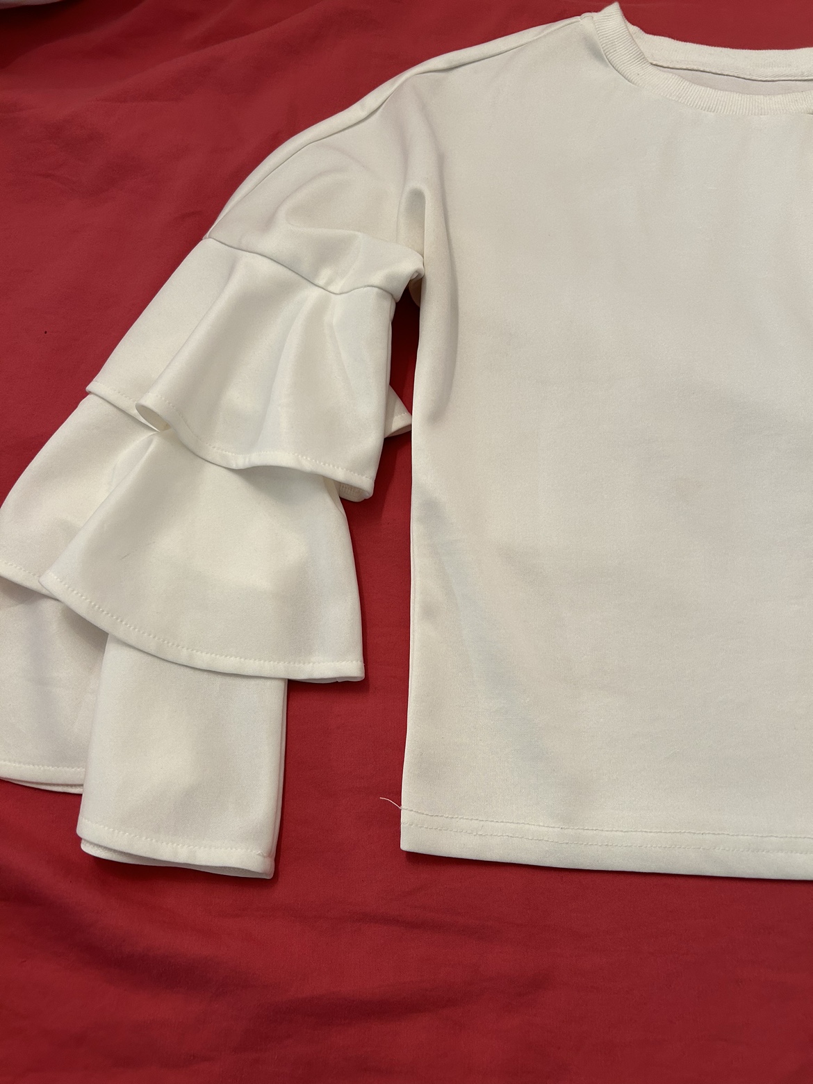 Ruffle Sleeve White Top Size S/M image indicator(2)