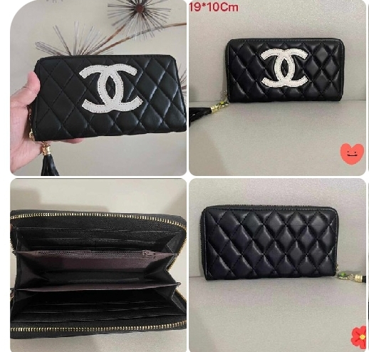 Chanel black quilted wallet *new